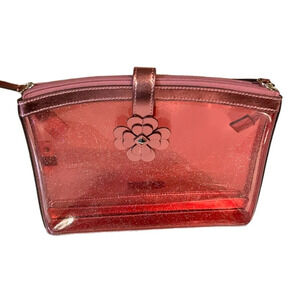 kate spade sabine clear  pink jelly makeup bag
